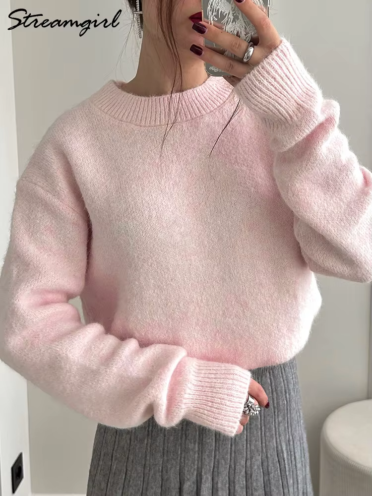 Pull jaune moelleux ample et décontracté pour femmes automne-hiver confortable et élégant