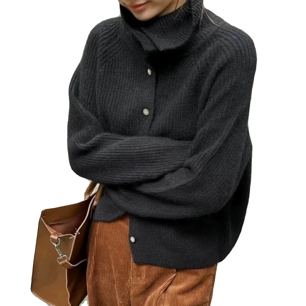 Cardigan à col roulé pour femme