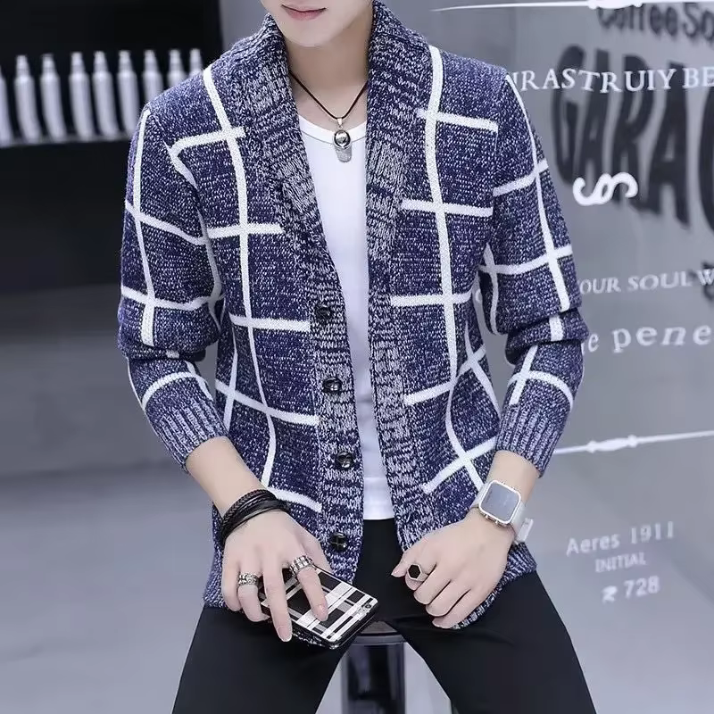 Cardigan tricoté pour hommes, vêtements sans capuche, Patchwork à carreaux, produits les plus vendus, vieille laine, mode coréenne S X A, 2025