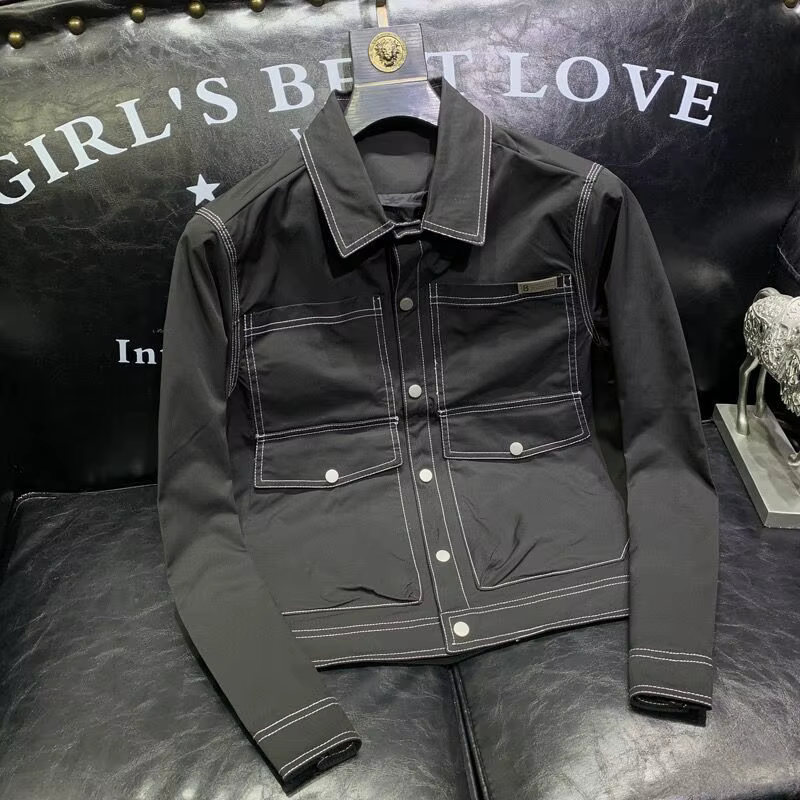 Veste à col pour hommes, marque tendance, décontractée et Simple, Version coréenne, coupe cintrée, veste Cool et élégante