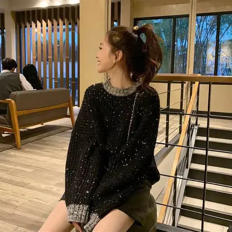 Pull en tricot à col rond pour femmes