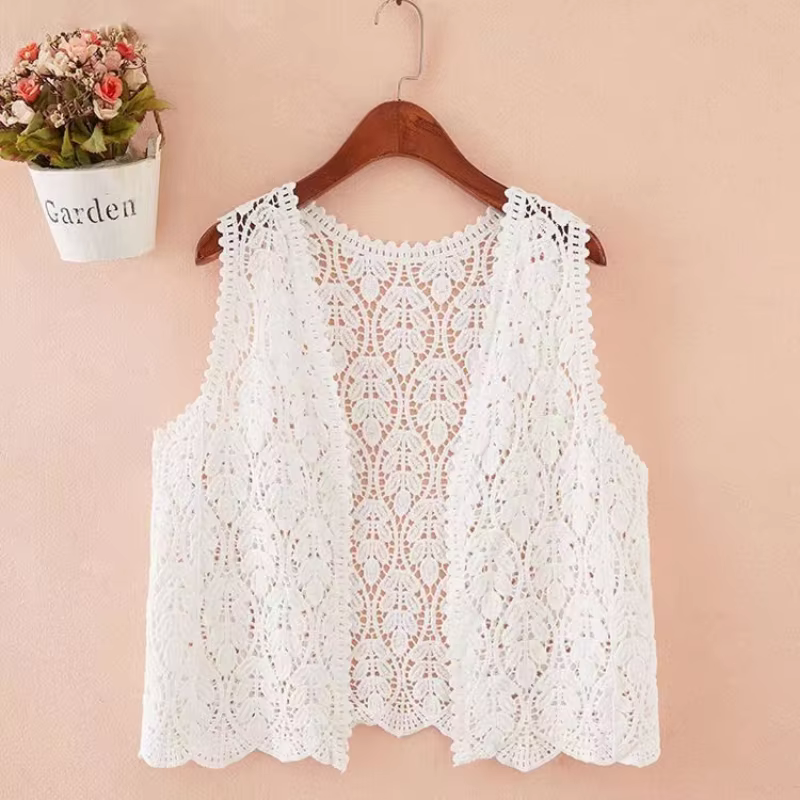 Cardigan Boho en Tricot Crochet pour Femme