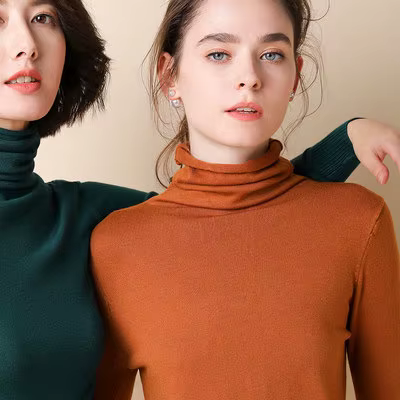 Pull à col roulé à manches longues pour femmes
