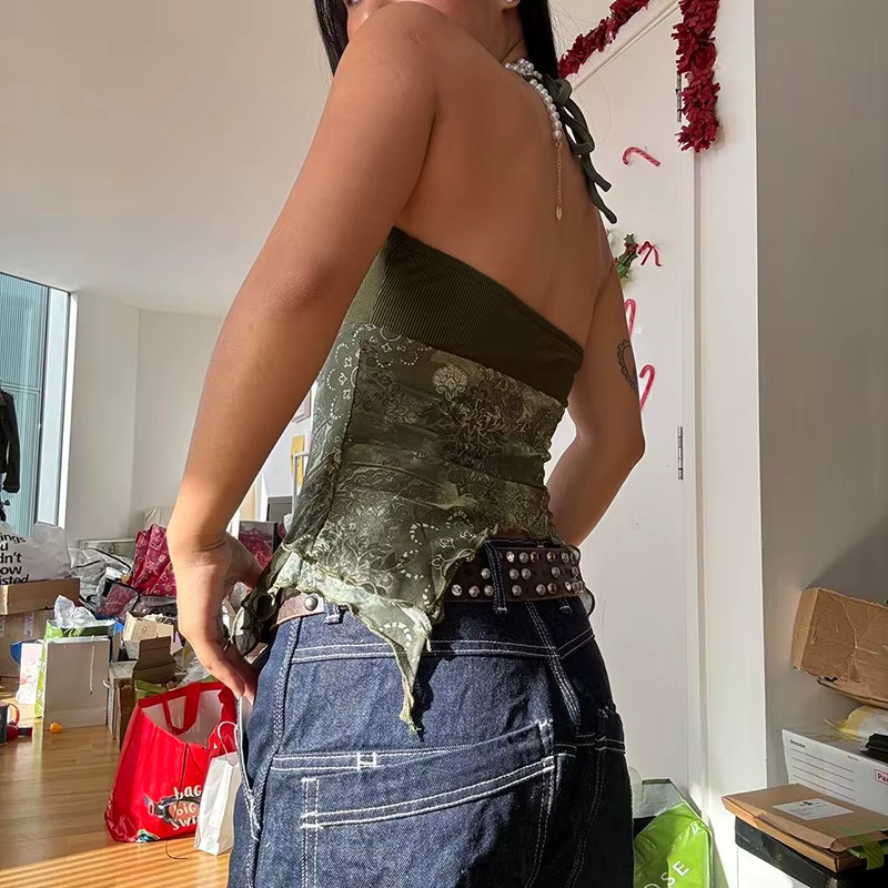 Gilet bohème Sexy rétro imprimé de fleurs