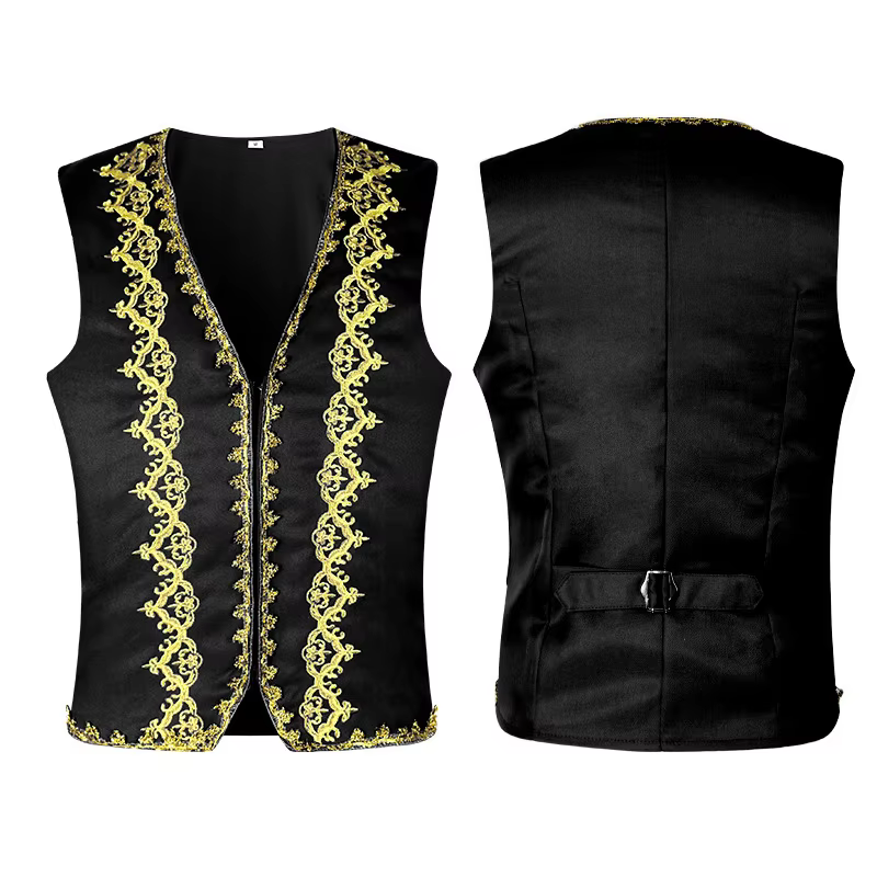 Gilets pour hommes style médiéval, costume vintage, gilet sans manches, costume de scène vintage européen, costume d'Halloween, ensemble veste gothique
