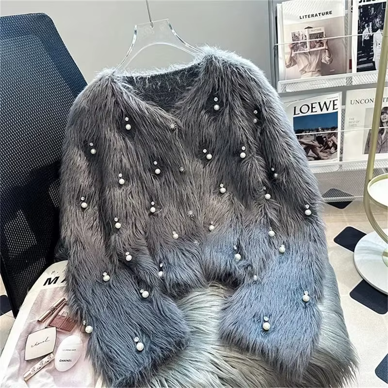 Cardigan tricoté en velours pour femme