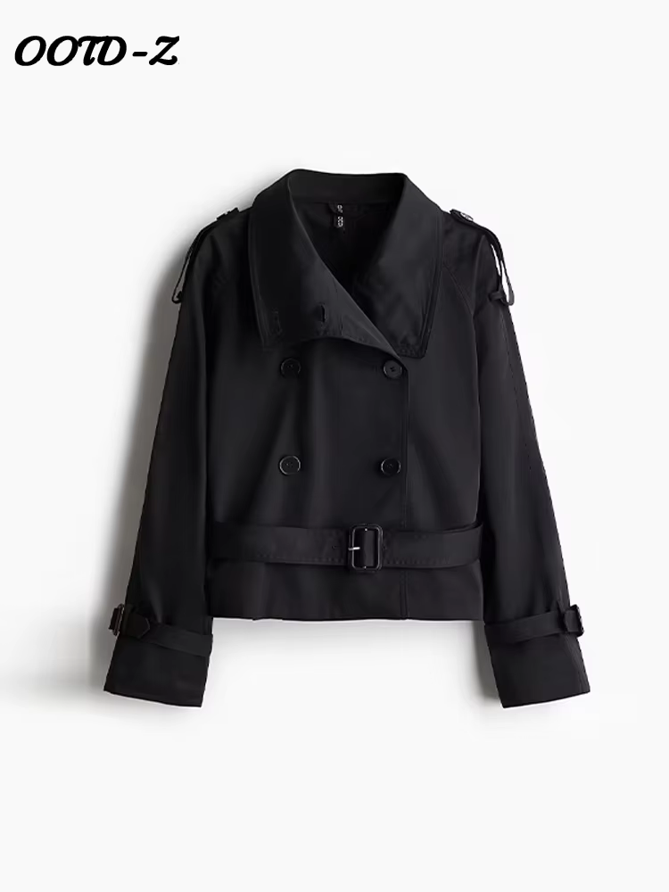 Mode manches évasées femmes manteau élégant col montant simple boutonnage
