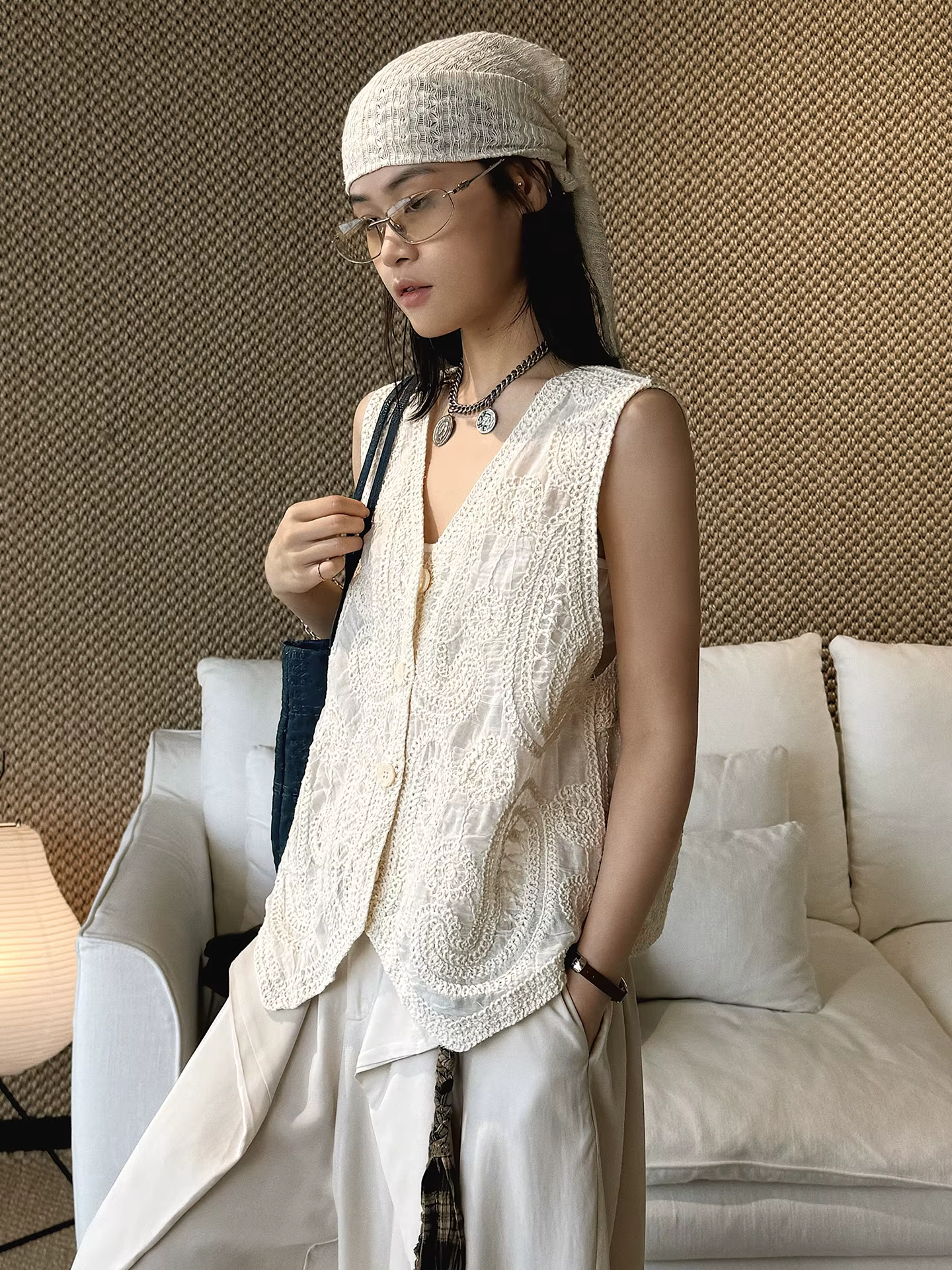 Nouvelle collection été : Gilet brodé style bohème français