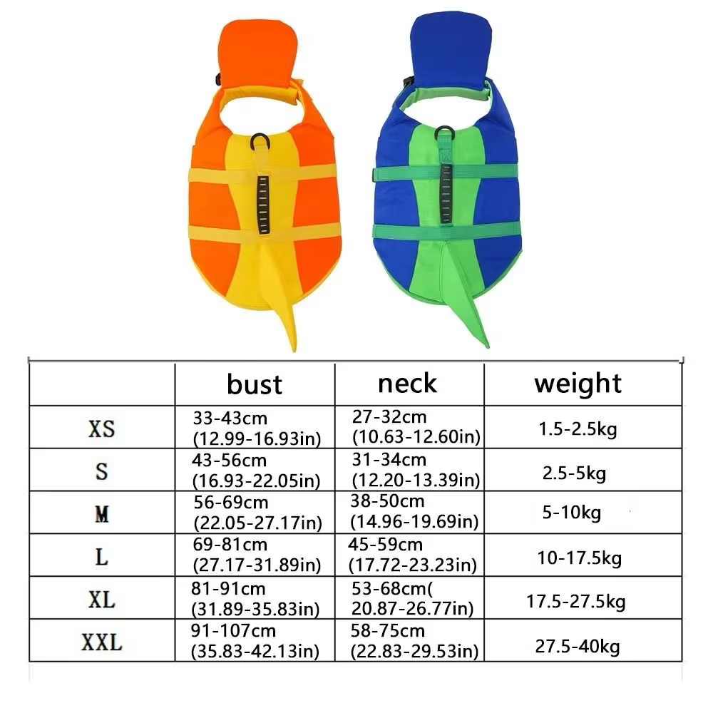 Gilet de sauvetage pour chien en forme de requin, respirant, imperméable, résistant aux déchirures, gilet de natation pour chiot, gilet de sécurité pour piscine