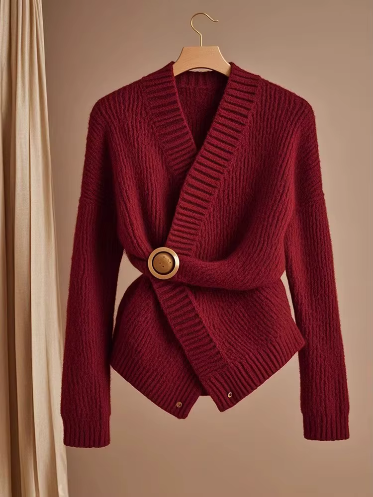 Pull tricoté rouge pour femmes