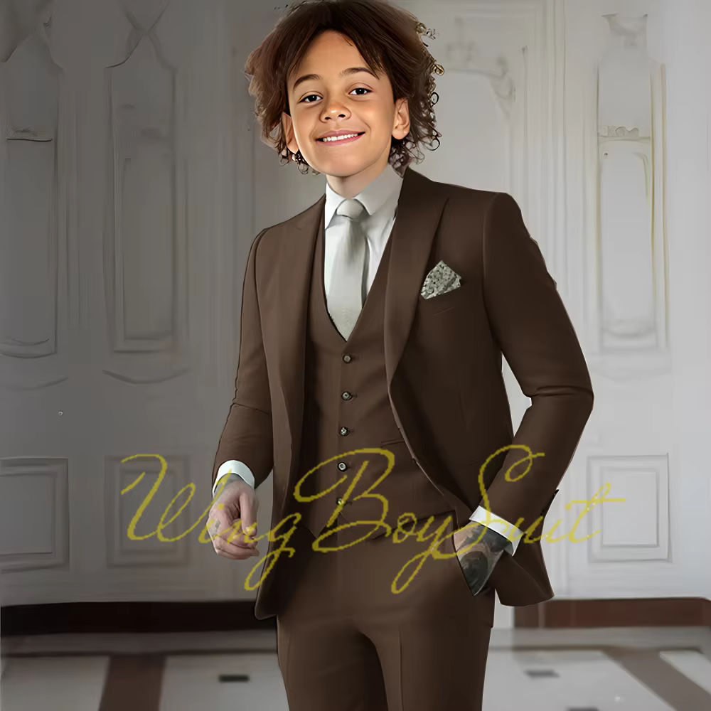 Costume d'été vert clair pour garçons, smoking de mariage pour enfants de 2 à 16 ans, Blazer, pantalon, gilet, costume trois pièces