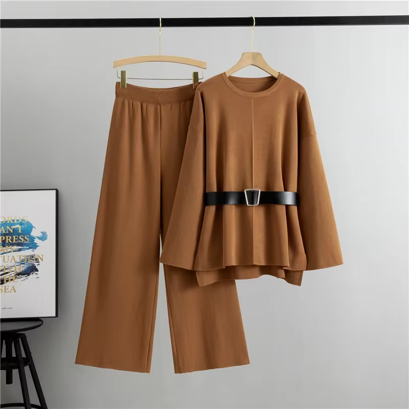 Ensemble 2 pièces pull tricoté pour femmes