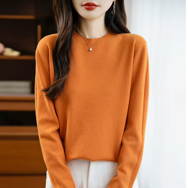 Femmes pull col rond automne hiver basique 100% Andy velours chaud décontracté Pulls