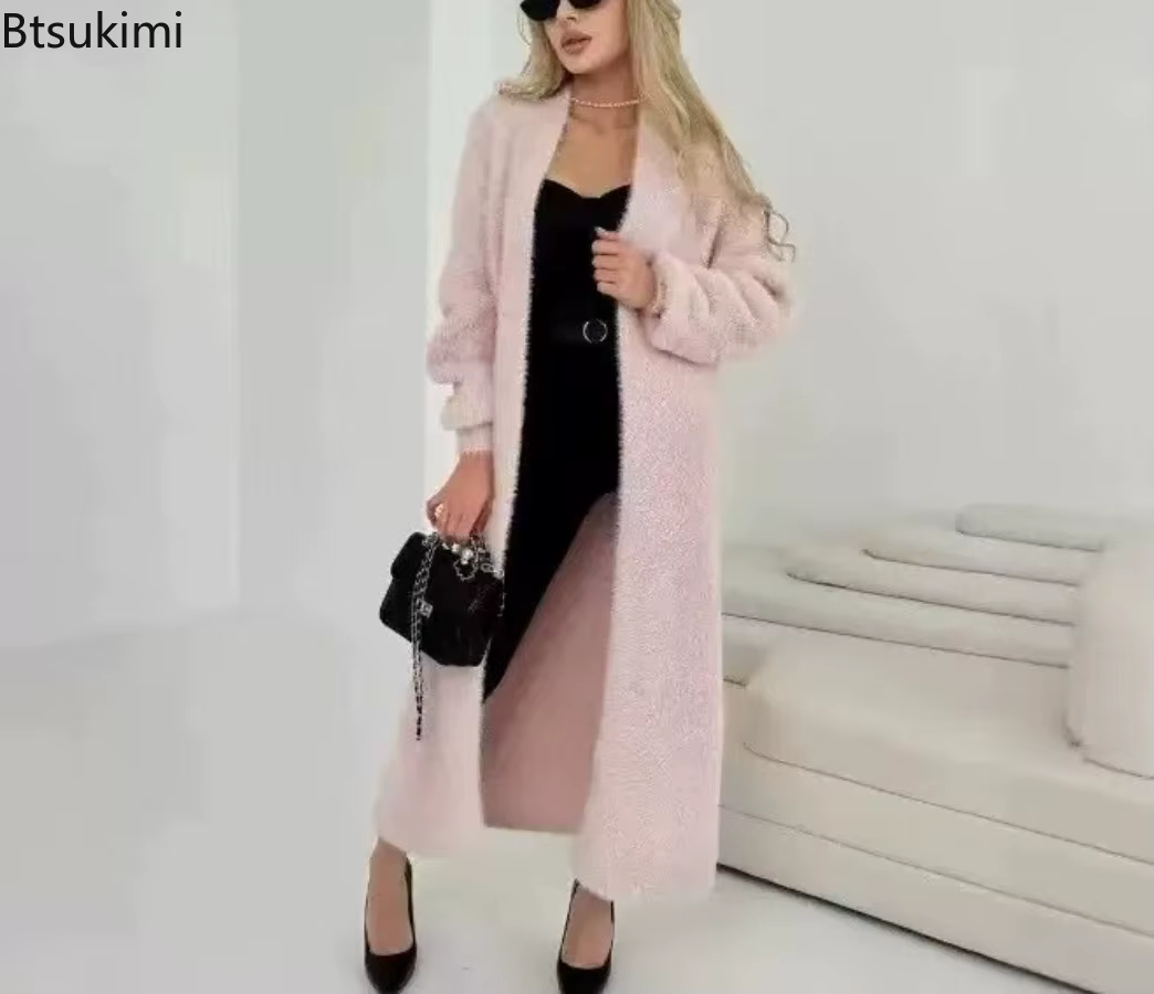 Cardigan long uni style décontracté pour femme
