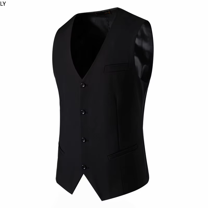 Gilet de costume pour hommes, intelligent, décontracté, sans manches, simple boutonnage, couleur unie, costume formel pour mariage, printemps, été, automne