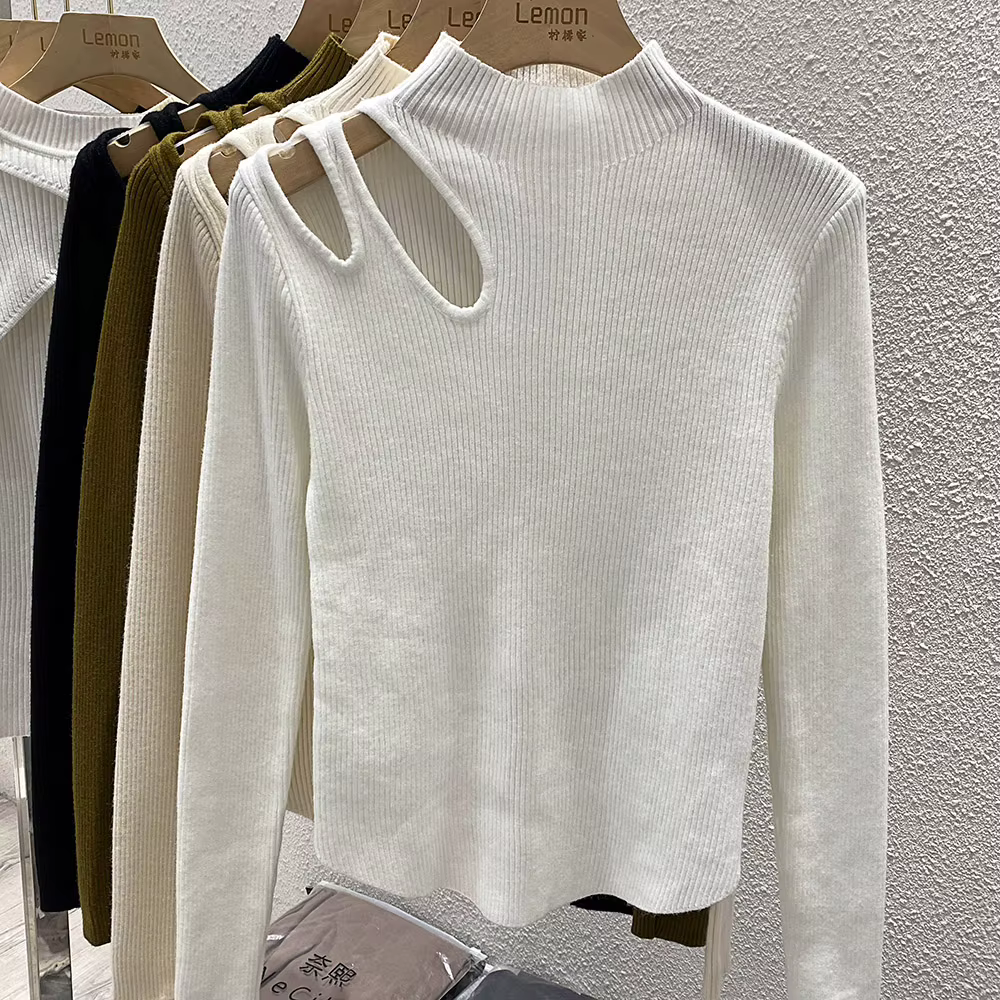 Col roulé tricoté femmes pull côtelé pulls automne hiver basique