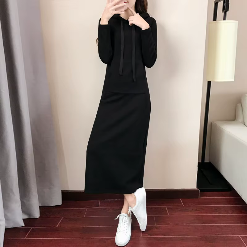 Sweat-shirt à capuche mi-long pour femme