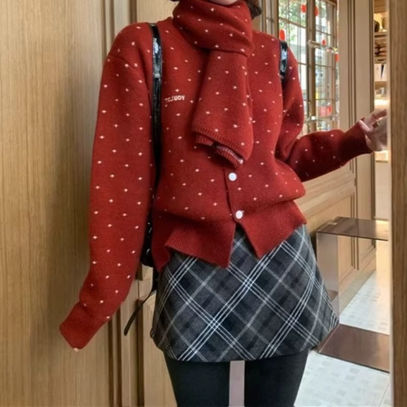 Pull de Noël rouge Pull d'automne et d'hiver pour femme Cette année
