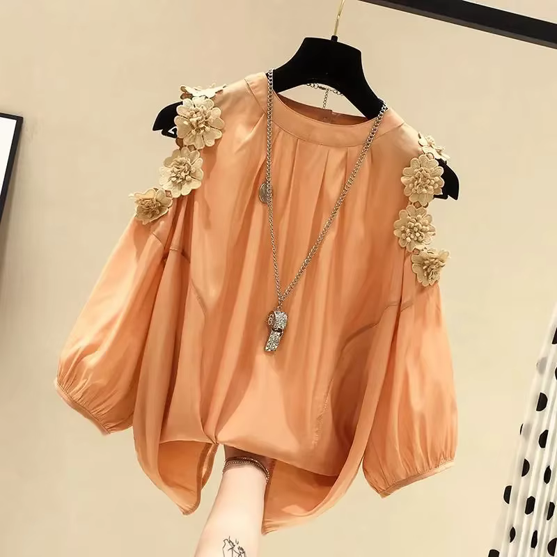 Pull à col rond à manches Leurs lan pour femmes