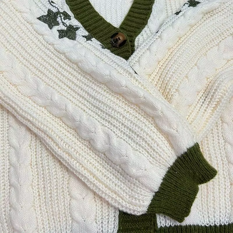 Evermore Cardigan Taylor Version vigne verte brodé boutonné câble tricot pull femmes automne hiver tenue Vintage