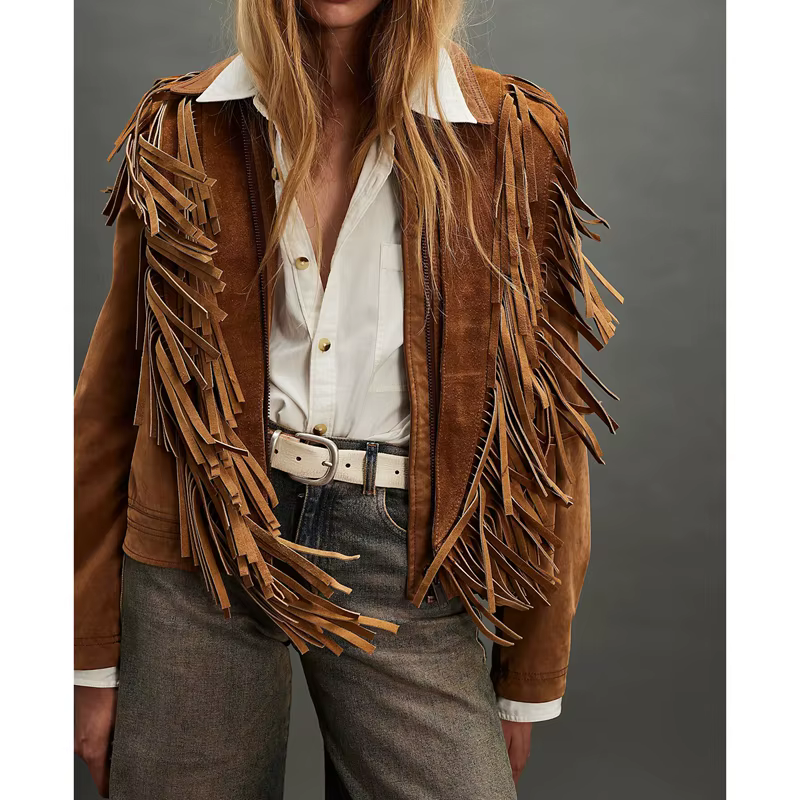 Gilet en daim vintage Y2K pour femme, style hippie années 70, sans manches, ouvert sur le devant, avec franges et patchwork, col à franges