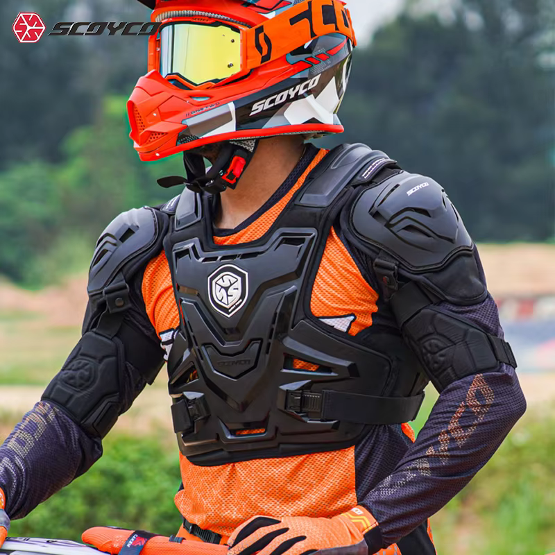 SCOYCO Moto armure gilet Protection veste Motocross corps armure gilet Dirt Bike vtt poitrine dos équipement de Protection Moto équipement