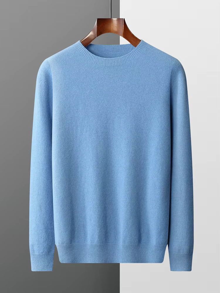Hommes 100% laine mérinos pull basique col rond
