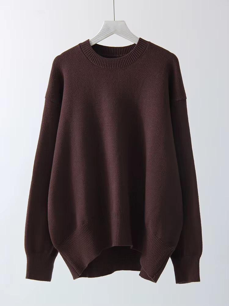 Pull basique surdimensionné bordeaux pour femme