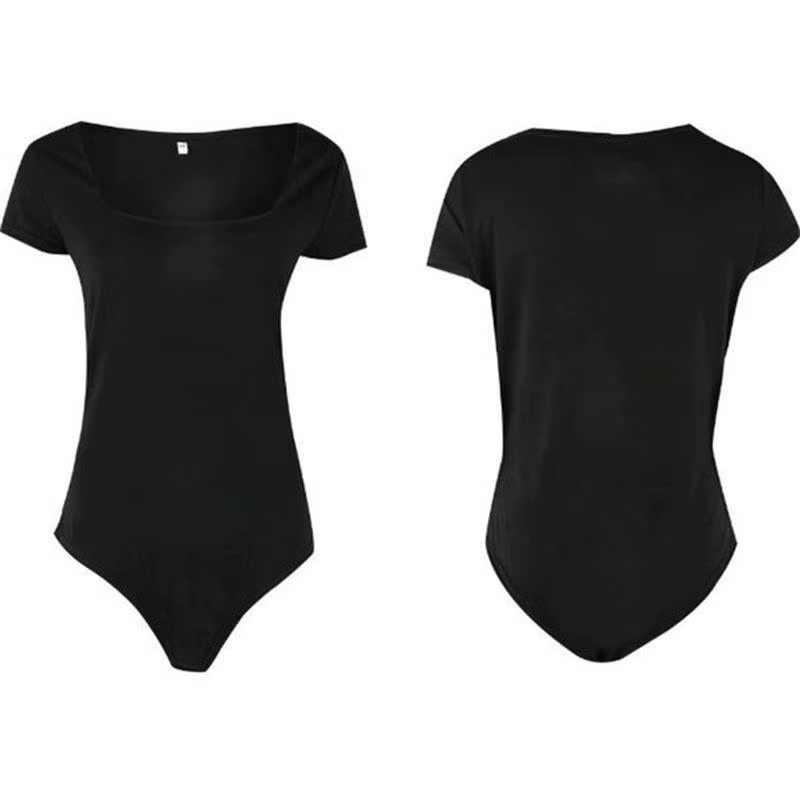 Body moulant sexy à col bas carré pour femme, noir uni, style Y2K, vintage, Kpop, Goth, vêtements pas chers