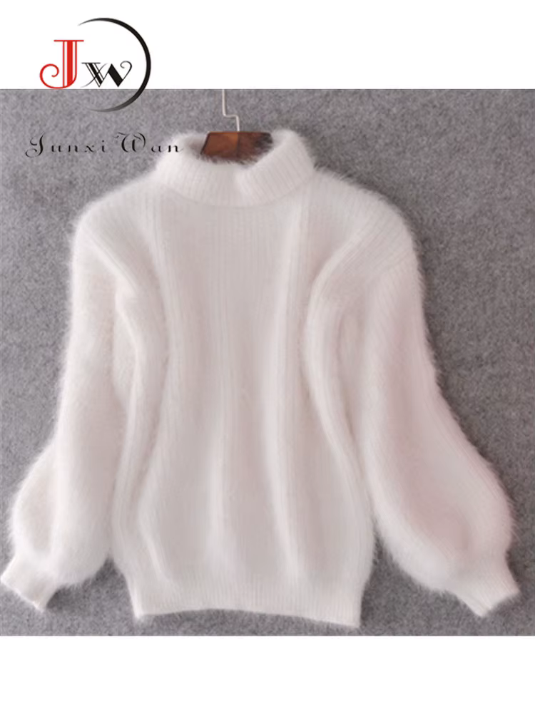 Pull à col roulé en mohair pour femme