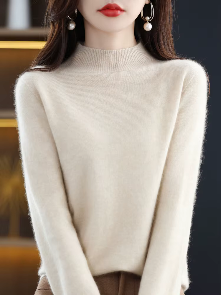 Pull à col roulé en laine mérinos pour femme
