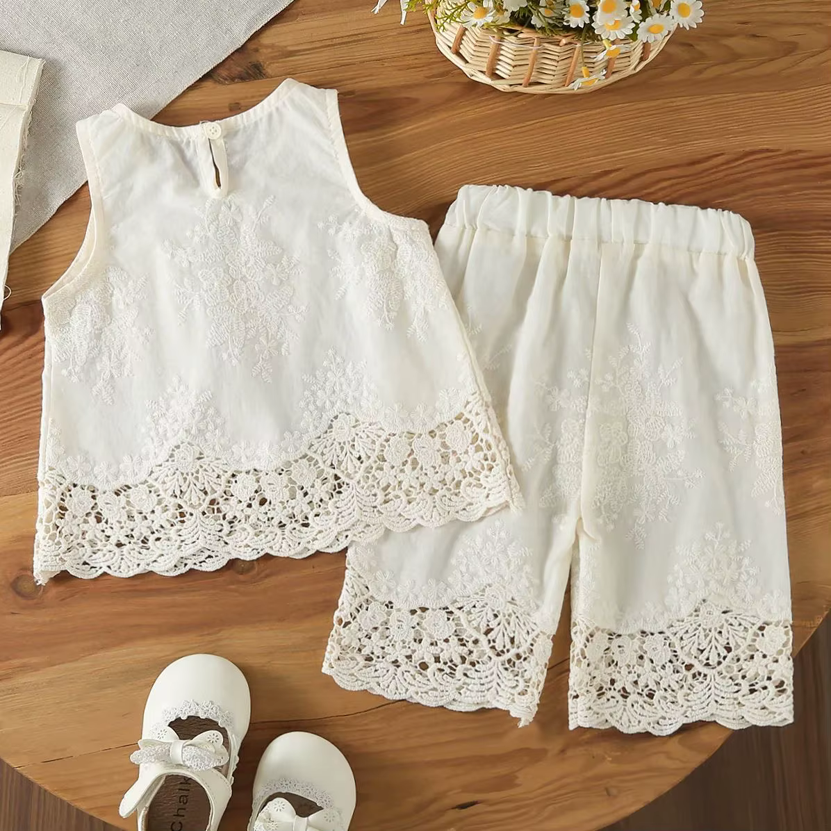 Nouvelle mode été nouveau-né bébé filles vêtements ensemble sans manches brodé gilet hauts avec pantalon décontracté enfant en bas âge enfants vêtements ensembles