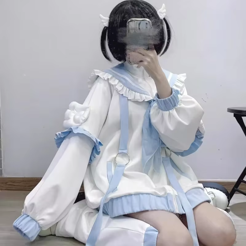 Cardigan à col marin Harajuku pour femme