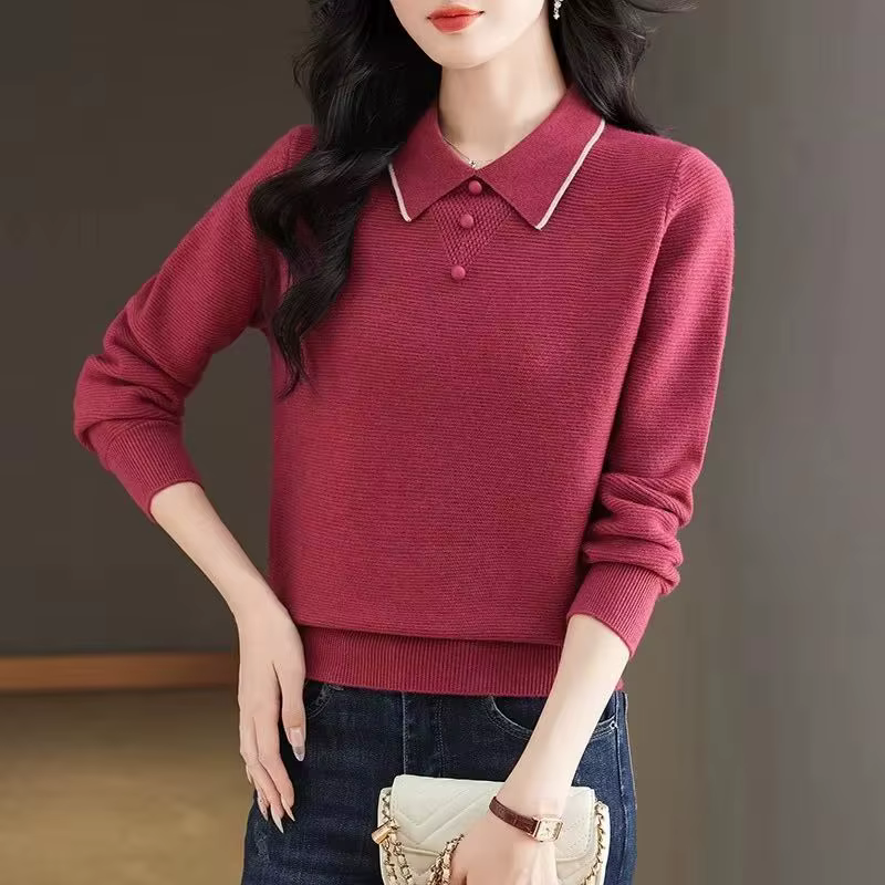 Nouveau pull élégant à col polo pour femme