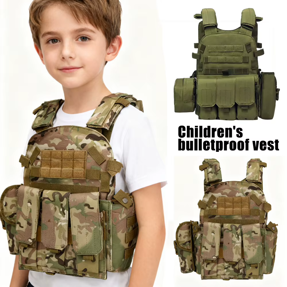 Gilet pare-balles de niveau III pour enfants, camouflage tactique, protection corporelle respirante, multifonctionnel, gilet 6094 anti-couteau