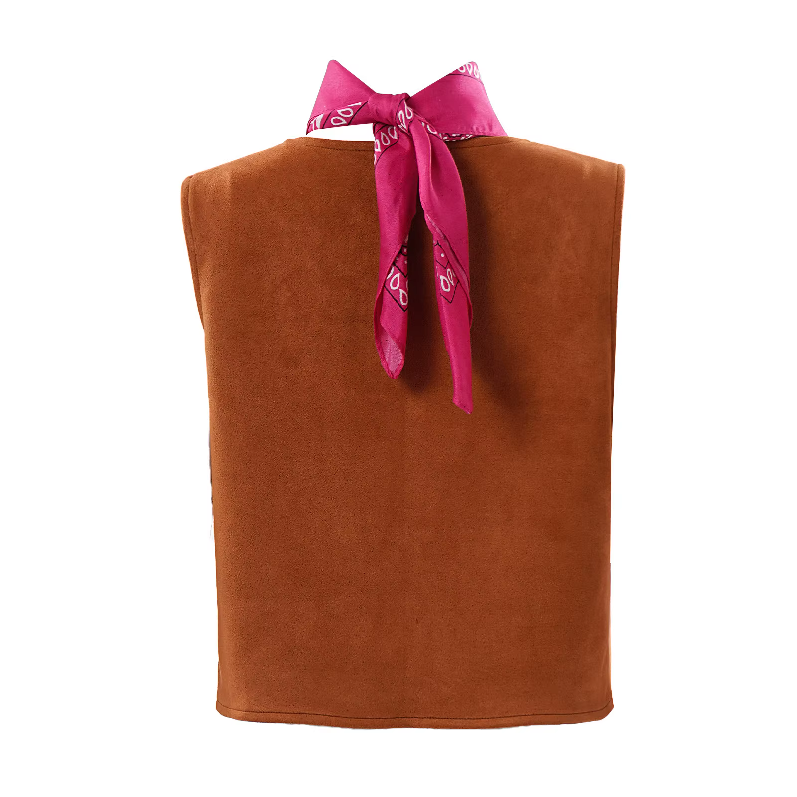 Gilet de cowboy western style hippie années 70, sans manches, ouvert sur le devant, avec écharpe, veste rétro, gilet à franges, costume de cosplay