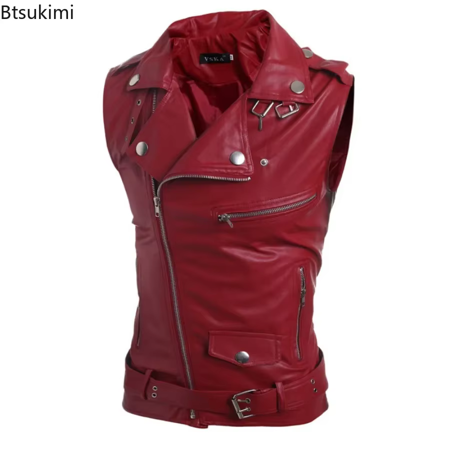 Gilet en cuir PU décontracté pour homme 2026 – Veste sans manches automne-hiver, gilet chaud et épais, gilet de moto en cuir pour homme 3XL