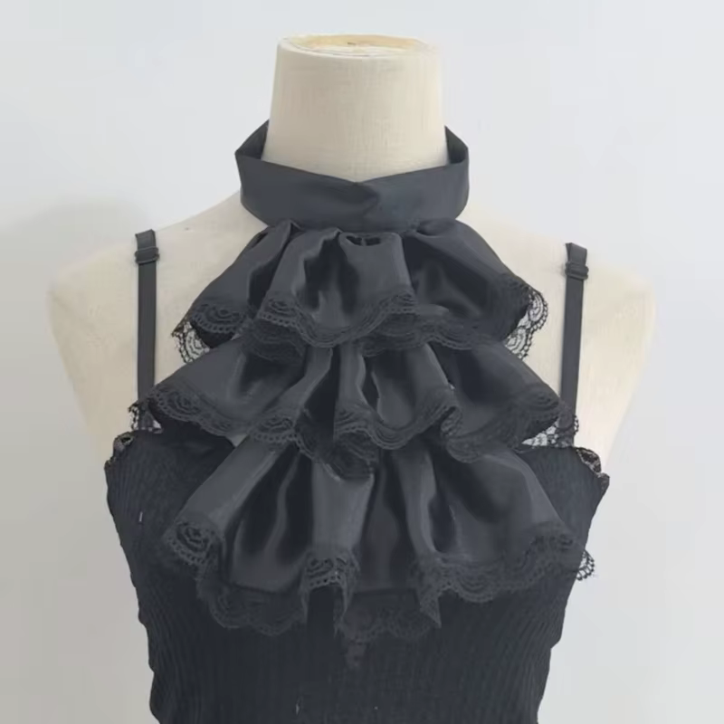 Faux col détachable en dentelle à volants, cravate Lolita, écharpe, poignets, couches de cou, cravate, Clown, ornements de Cosplay