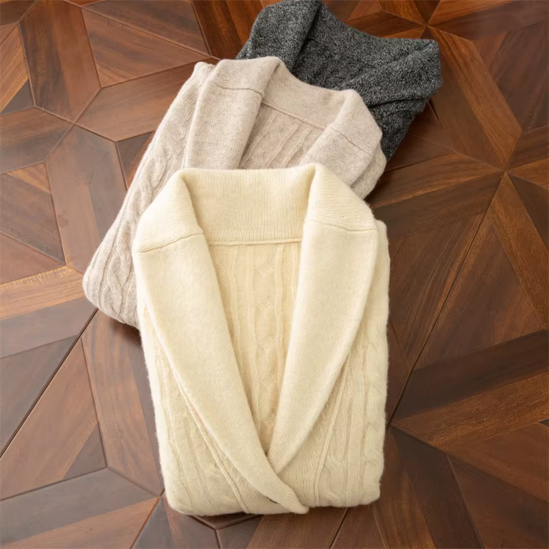 Pull en laine pour homme, boutonné, en cachemire épais, tricoté, ample et chaud, pour l'automne et l'hiver