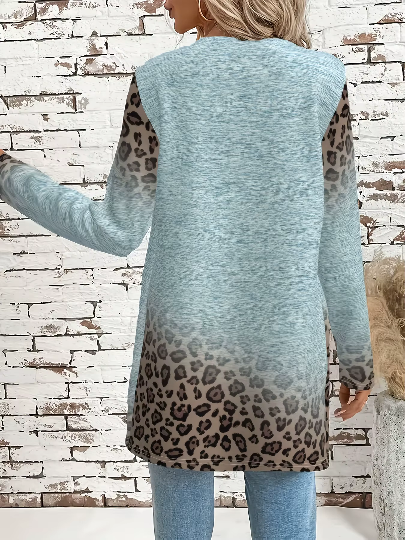 Cardigan à manches longues ouvert sur le devant pour femme
