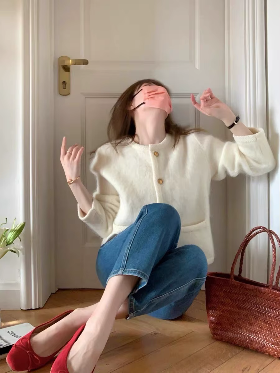 Cardigan à col rond pour femme