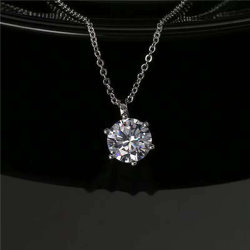 Nouveau 2ct Moissanite 925 collier en argent Sterling pendentif chaîne bijoux fins pour femme mariage scintillant classique fête mode