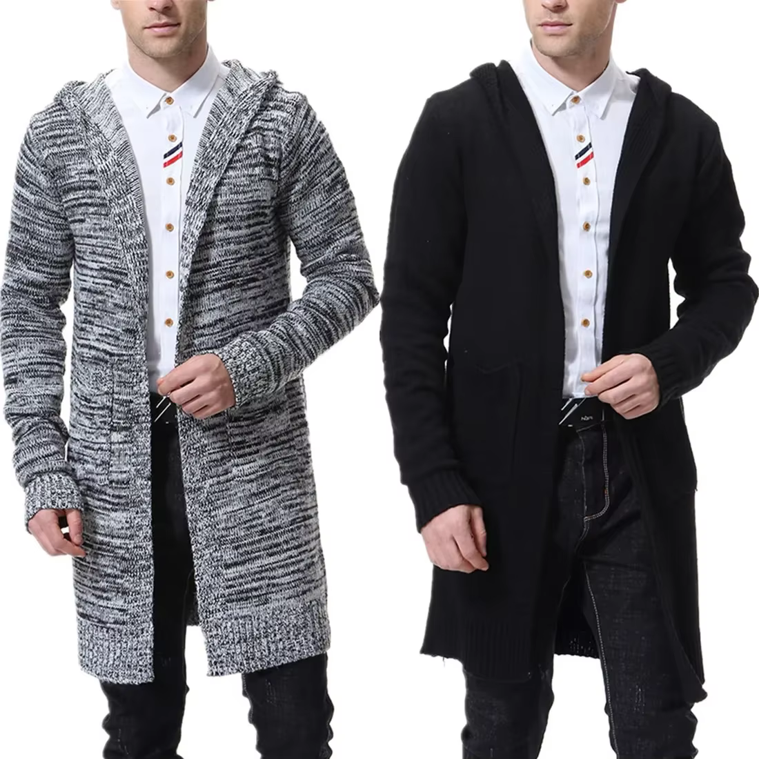 Cardigan à Capuche pour Homme, Manteau Long