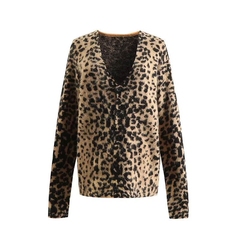 Cardigan imprimé léopard Y2K