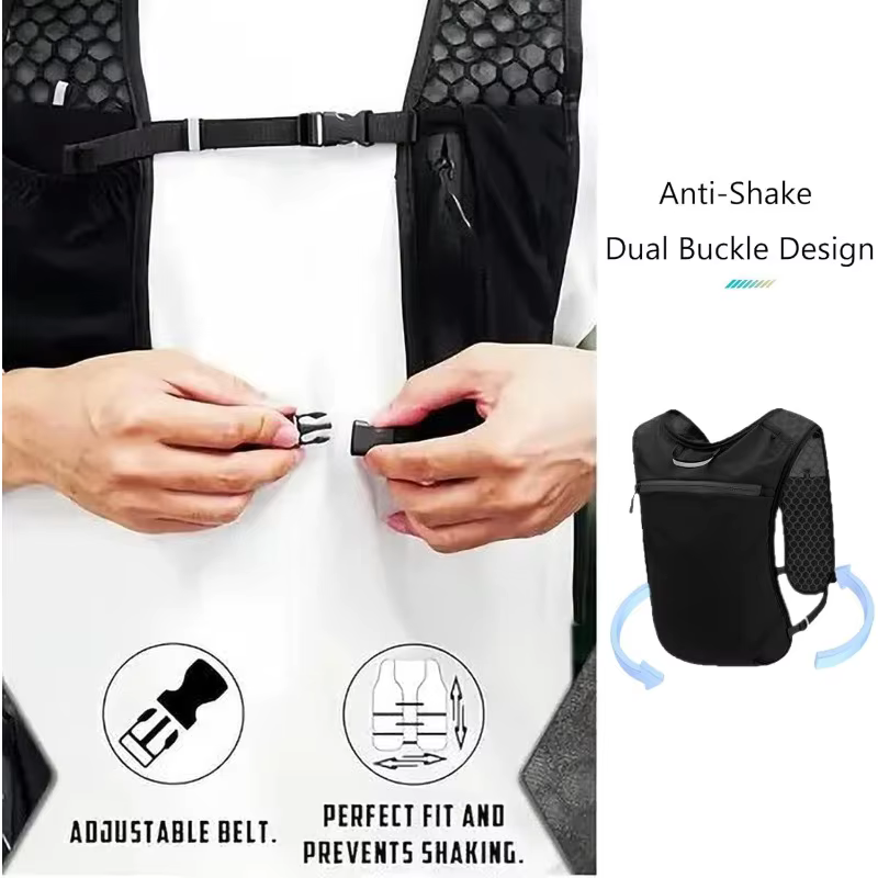 Gilet de course pour marathon et trail, gilet de randonnée léger, sac à dos réfléchissant avec poche pour téléphone et poche pour poche à eau
