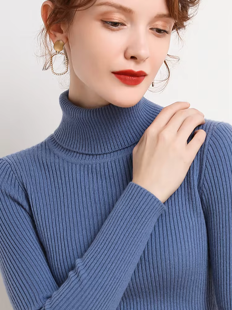 Pull-over col roulé en cachemire doux tricoté pour femme zjaiss – Collection Automne Hiver 2026