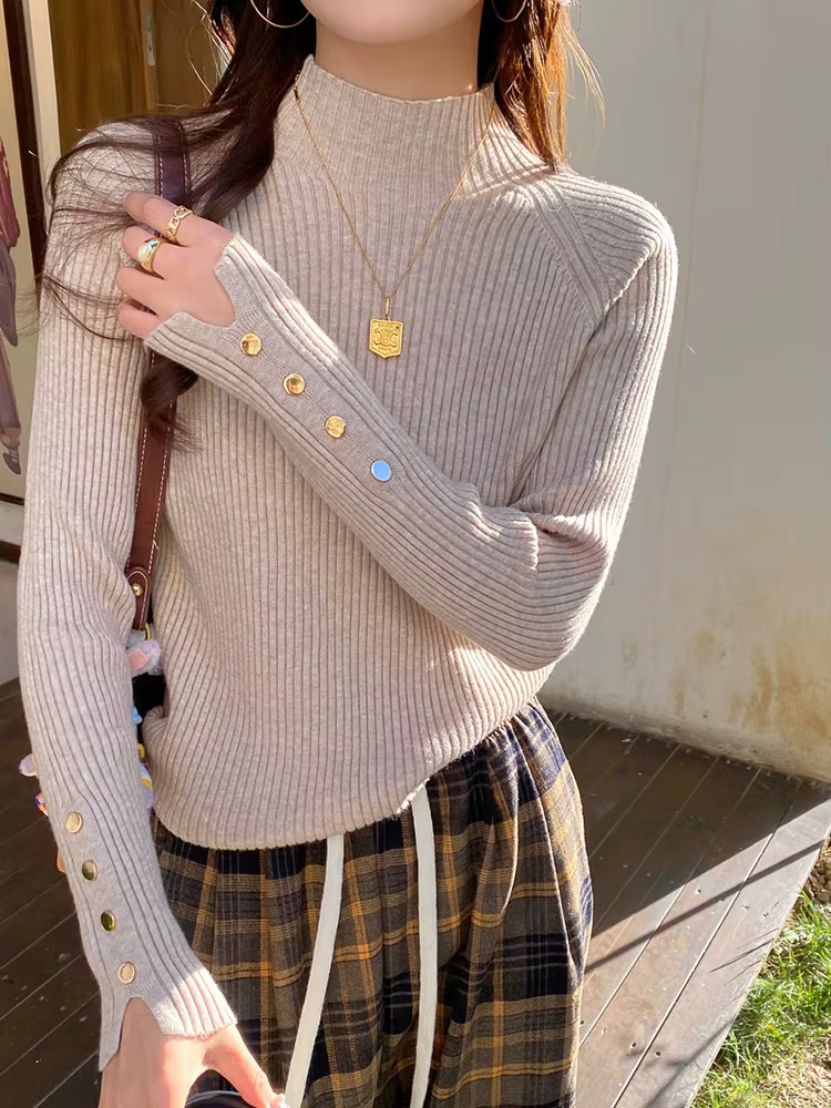 Automne hiver pull femmes pulls à manches longues hauts vêtements mince tricot doux