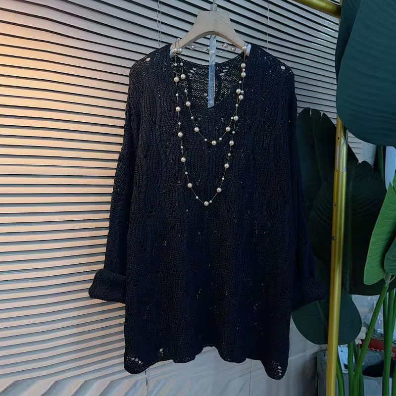 Pulls surdimensionnés pour femmes à manches longues col en v Pull décontracté mode