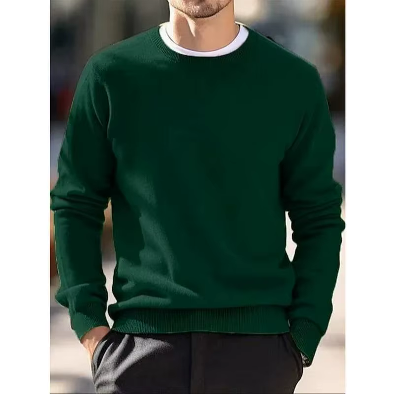 Pull en laine à col rond pour homme, pull, simple et élégant, style coréen, ample et surdimensionné, col roulé, haut de couleur unie.