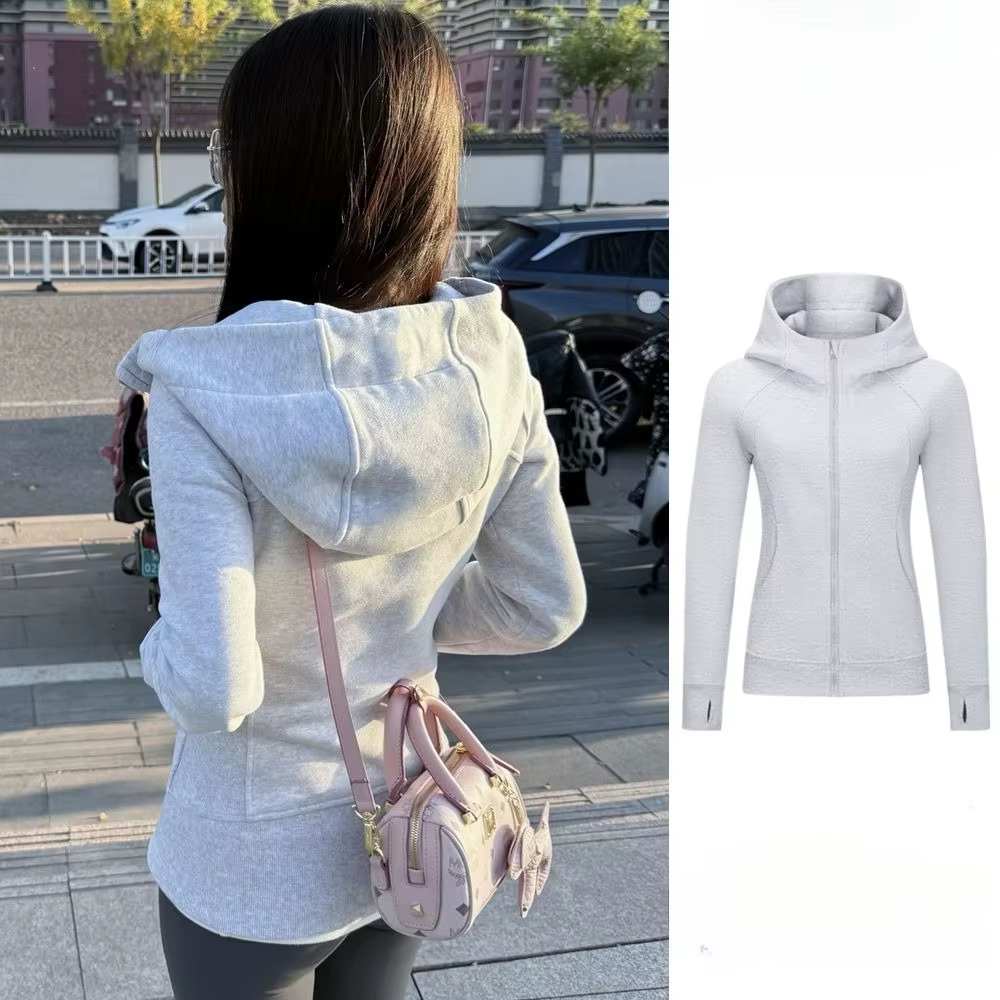 Pull à manches longues en polaire blanc et gris pour femme